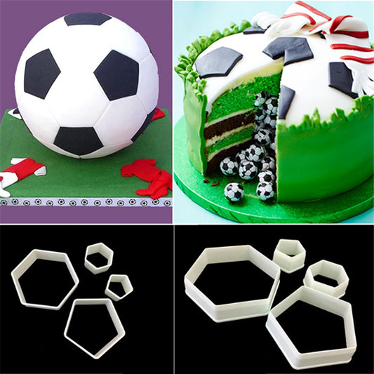 4Pcs Football Soccer Fondant Cutter Cookies Mold Cake Decorating Sugarcraft