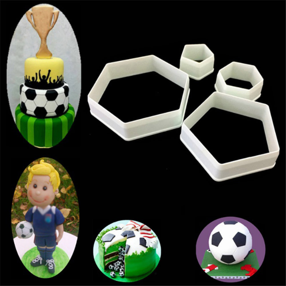 4Pcs Football Soccer Fondant Cutter Cookies Mold Cake Decorating Sugarcraft