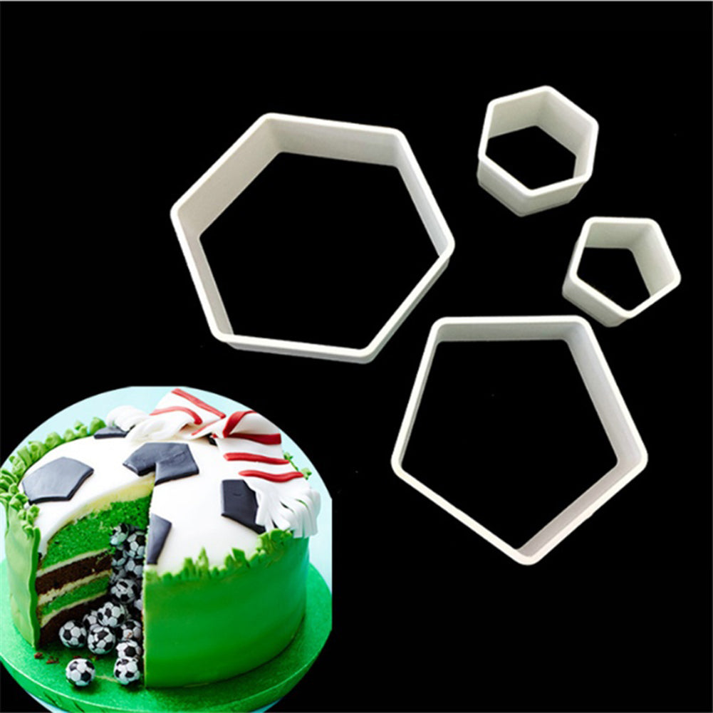 4Pcs Football Soccer Fondant Cutter Cookies Mold Cake Decorating Sugarcraft