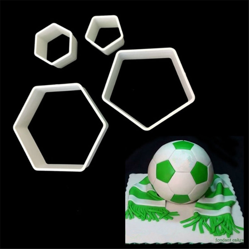 4Pcs Football Soccer Fondant Cutter Cookies Mold Cake Decorating Sugarcraft
