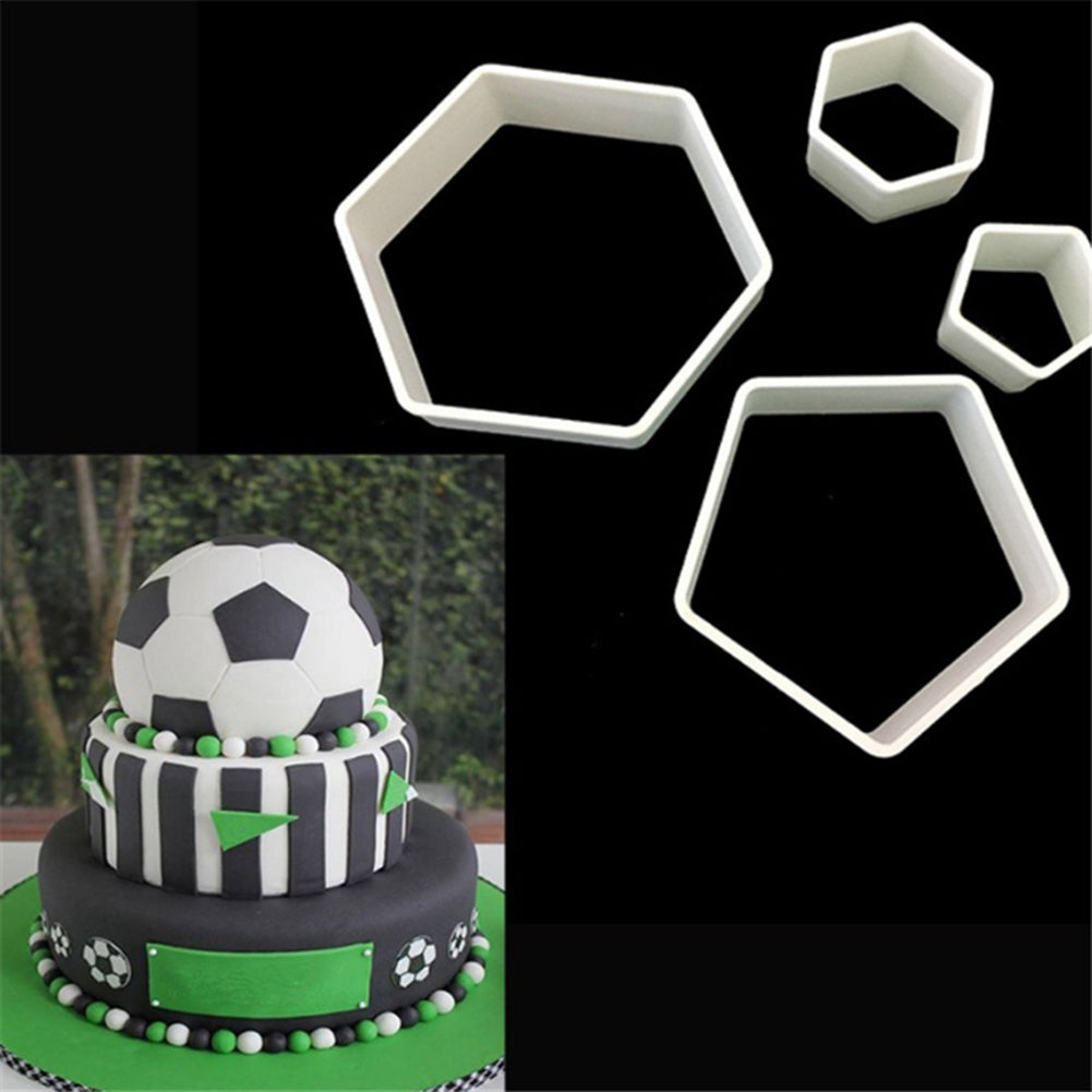4Pcs Football Soccer Fondant Cutter Cookies Mold Cake Decorating Sugarcraft