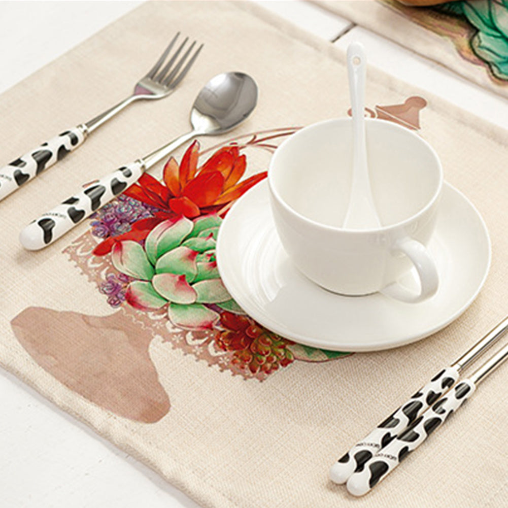Succulent Plant Print Tableware Mat Coffee Tea Coaster Rectangle Placemat Deocr