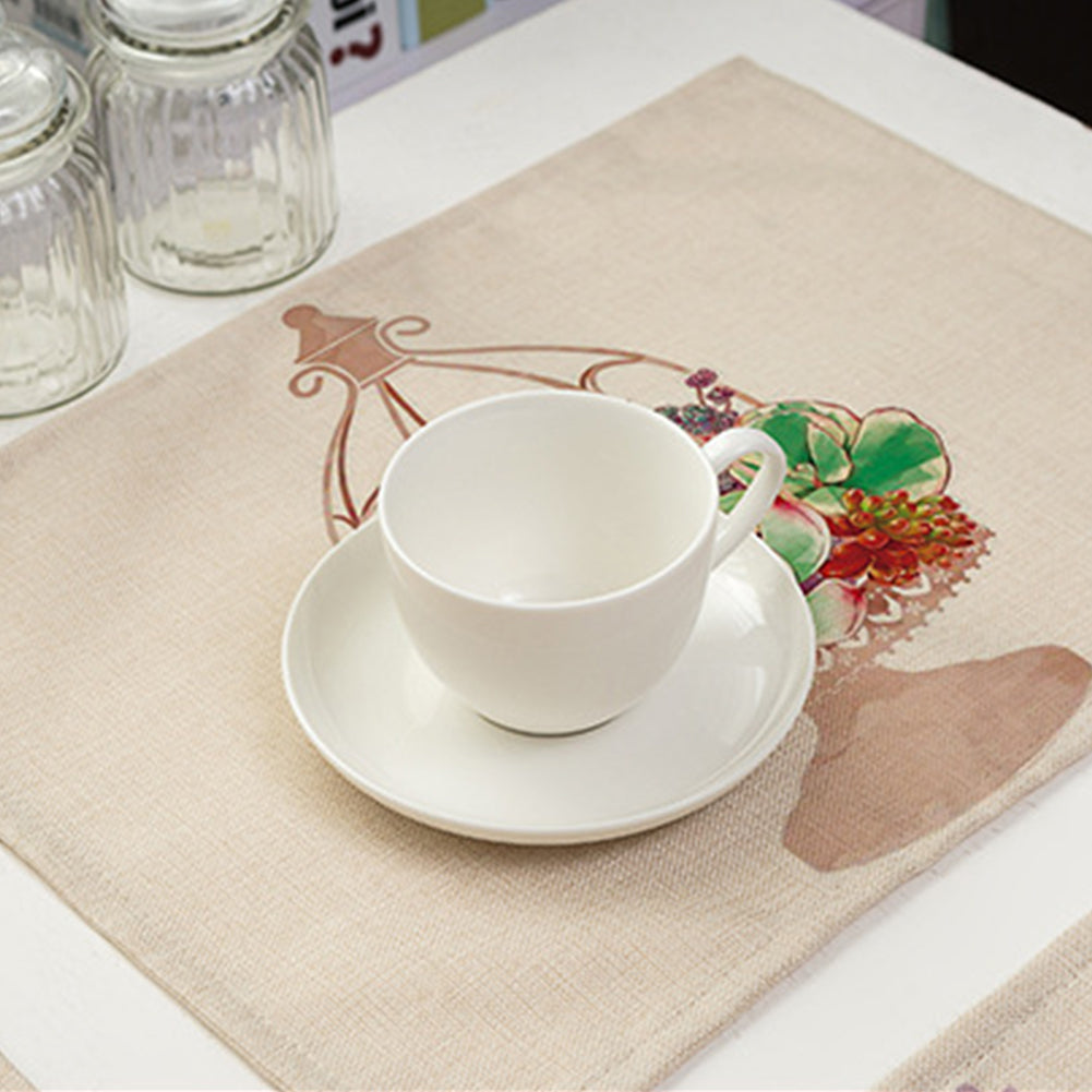 Succulent Plant Print Tableware Mat Coffee Tea Coaster Rectangle Placemat Deocr