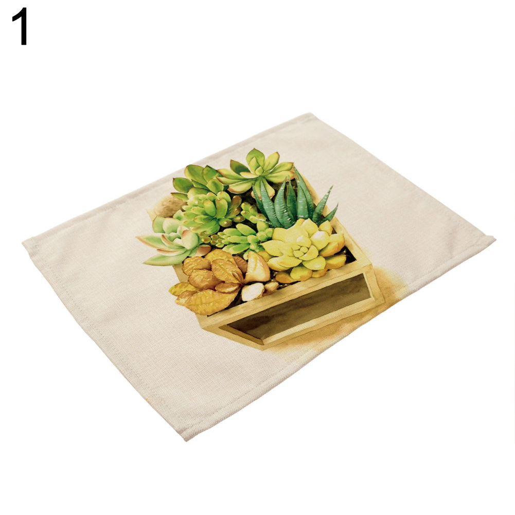 Succulent Plant Print Tableware Mat Coffee Tea Coaster Rectangle Placemat Deocr