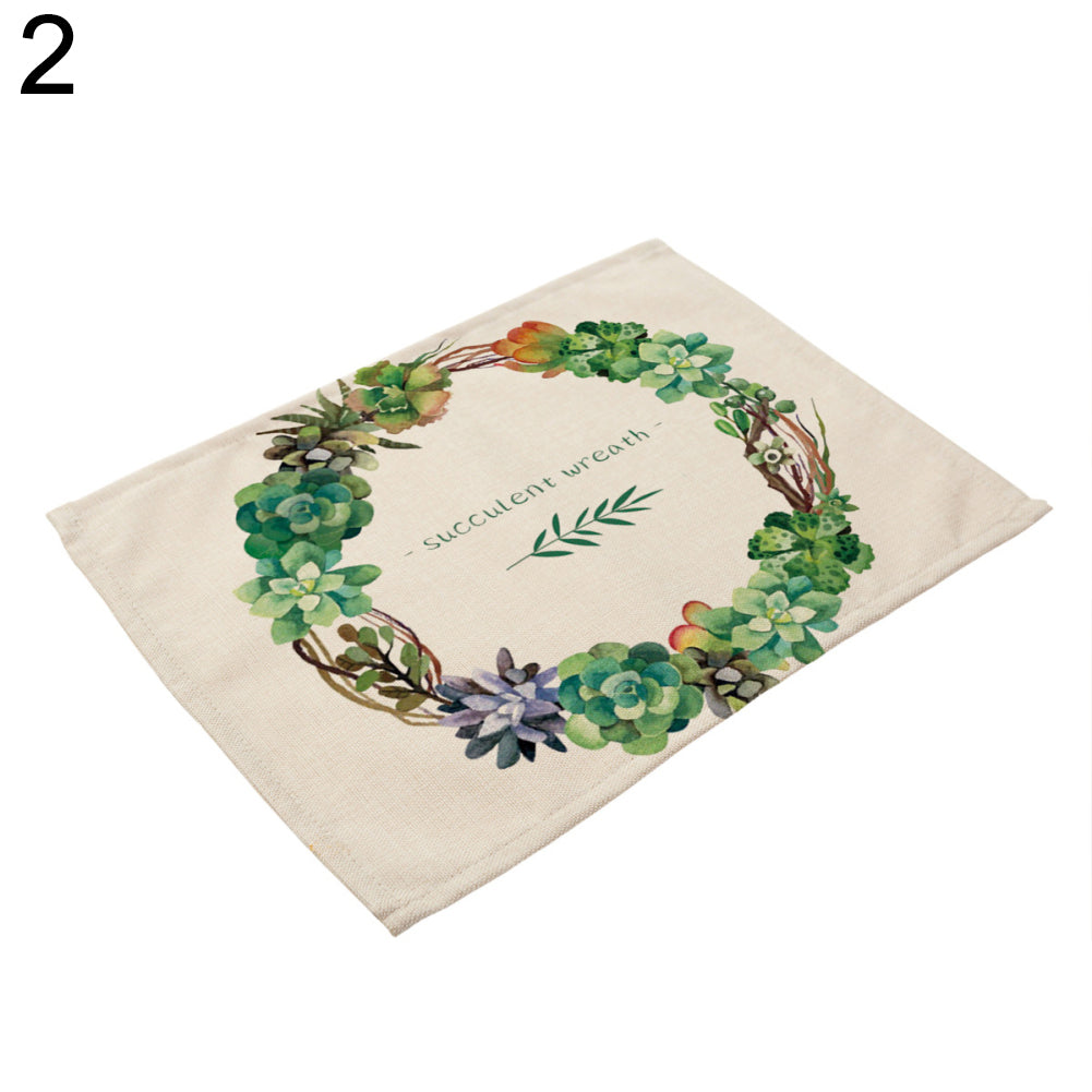 Succulent Plant Print Tableware Mat Coffee Tea Coaster Rectangle Placemat Deocr