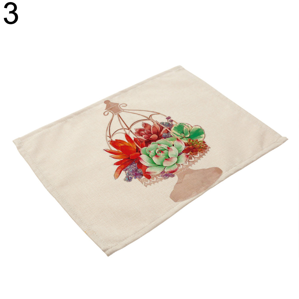 Succulent Plant Print Tableware Mat Coffee Tea Coaster Rectangle Placemat Deocr