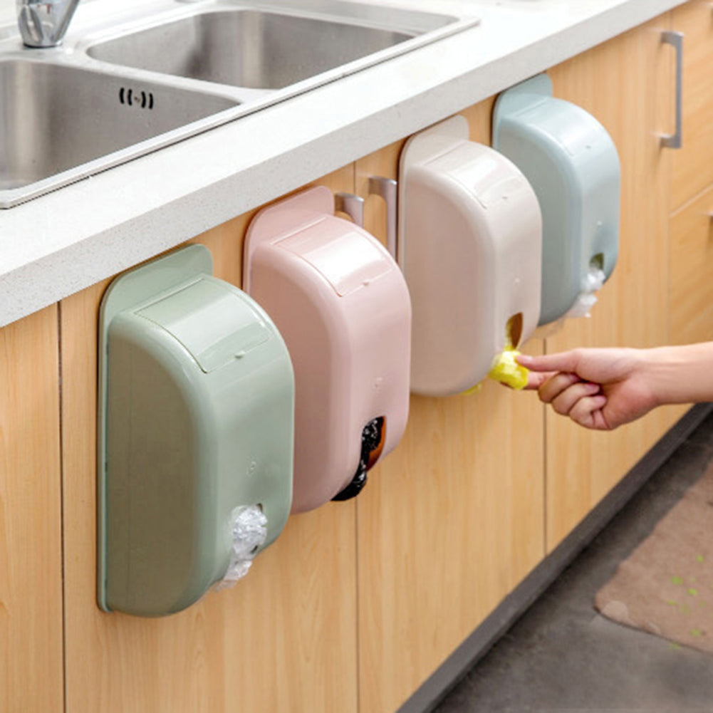 Candy Color Plastic Self-Adhesive Wall-mounted Garbage Bag Storage Box Container
