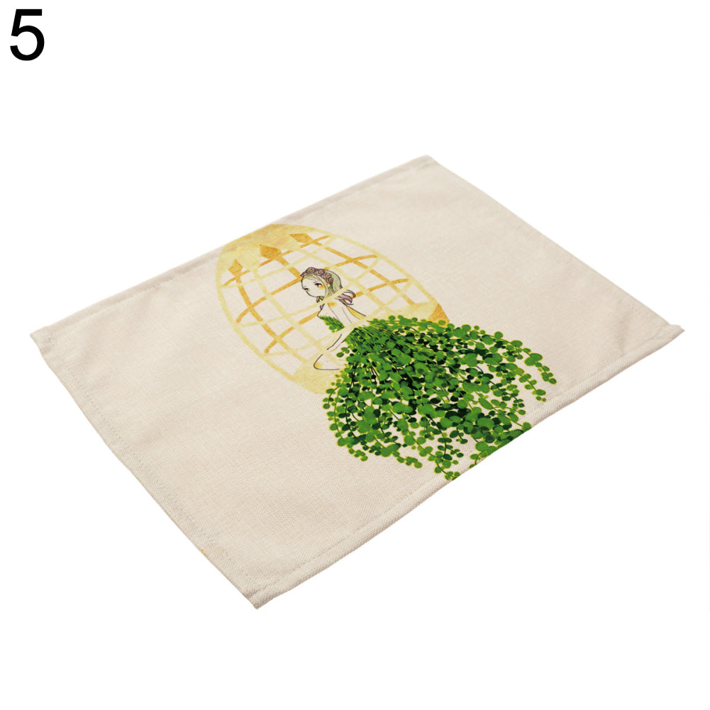 Succulent Plant Print Tableware Mat Coffee Tea Coaster Rectangle Placemat Deocr
