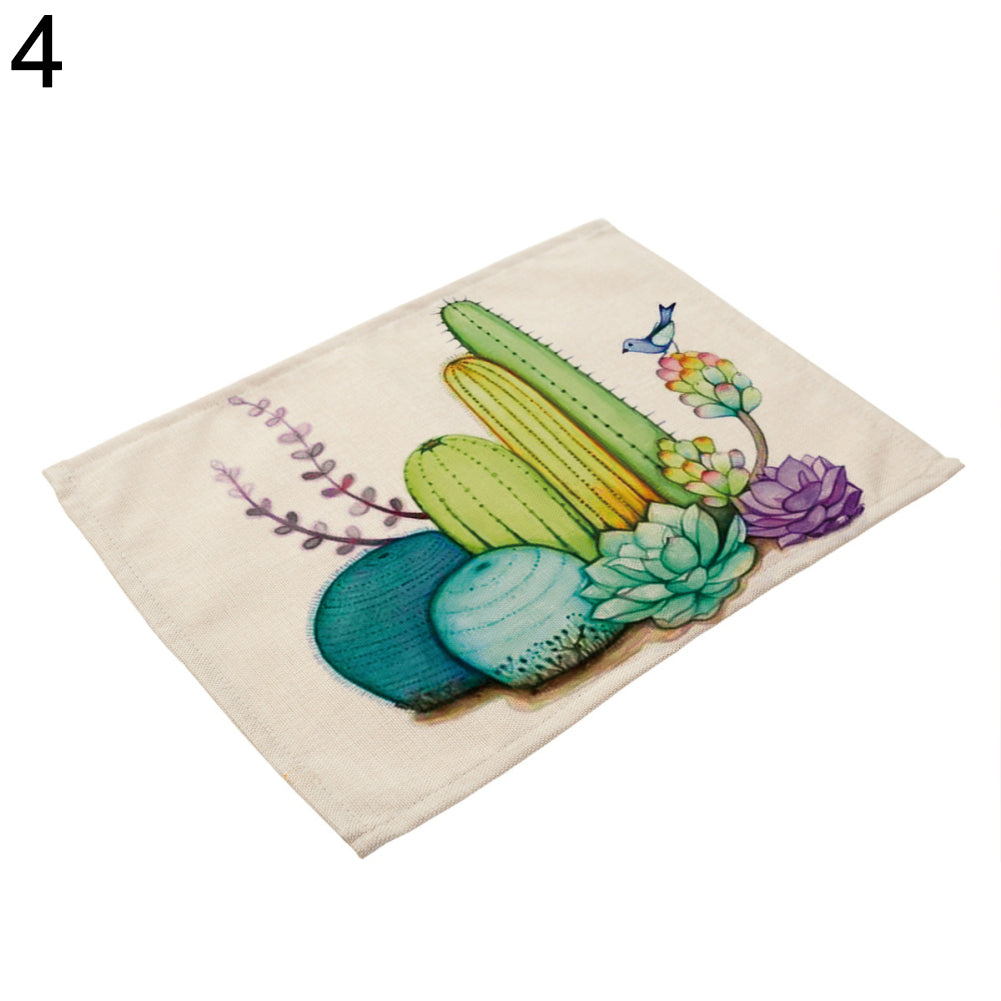 Succulent Plant Print Tableware Mat Coffee Tea Coaster Rectangle Placemat Deocr