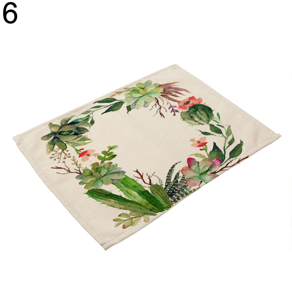 Succulent Plant Print Tableware Mat Coffee Tea Coaster Rectangle Placemat Deocr