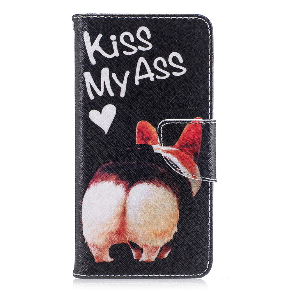 Huawei Y5II Case Pattern Printed Flip Magnetic Wallet Card Slot Soft Protective Cover for Huawei Y5II