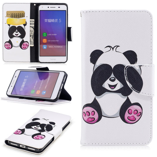 Huawei Y5II Case Pattern Printed Flip Magnetic Wallet Card Slot Soft Protective Cover for Huawei Y5II