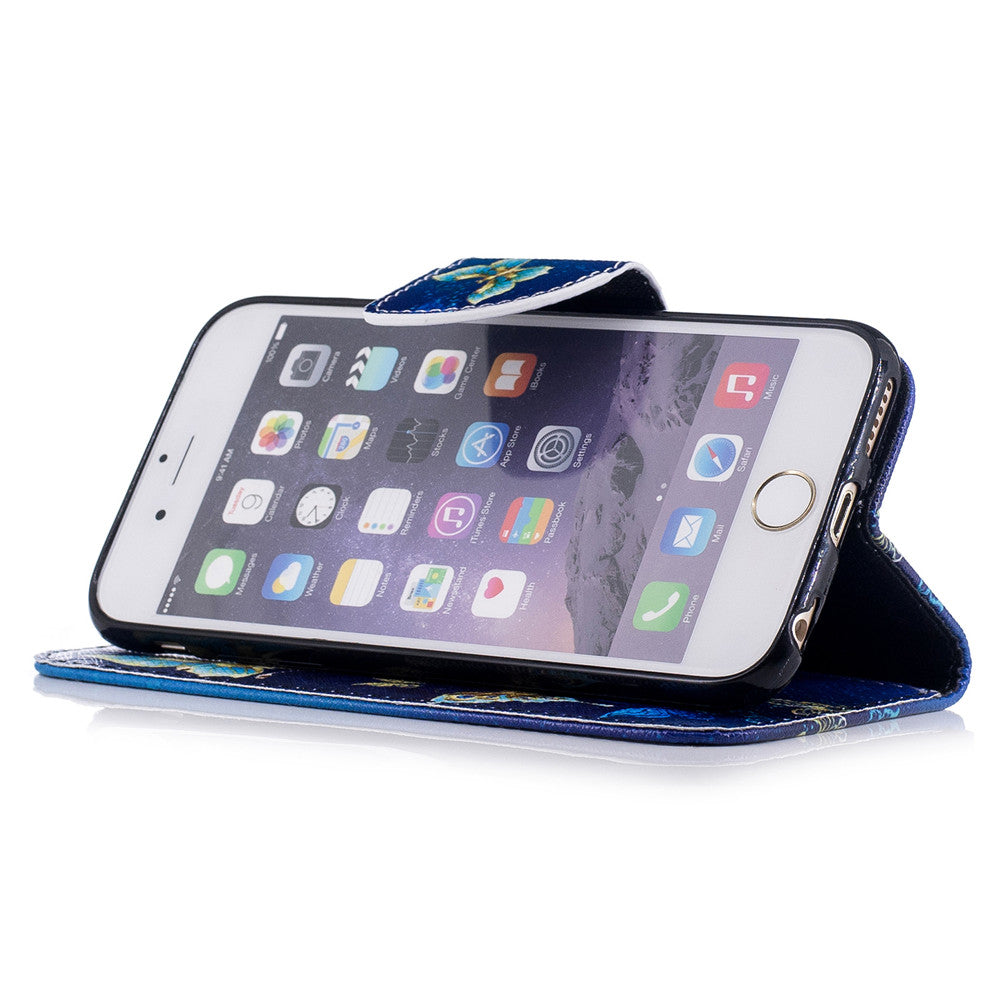 Apple iPhone 6 Case Pattern Printed Flip Magnetic Wallet Card Slot Soft Protective Cover for Apple iPhone 6/6s