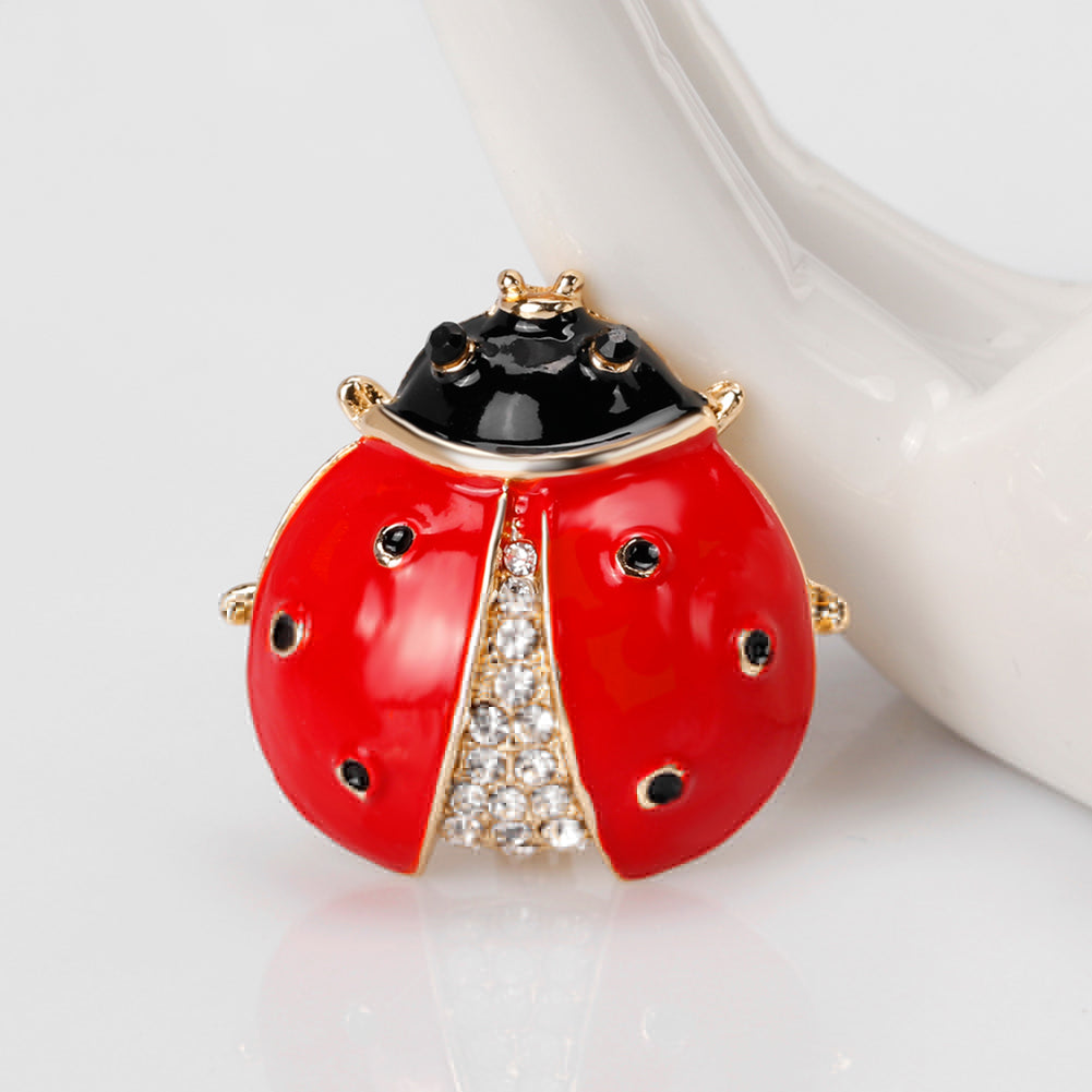 Women Scarf Accessory Cute Ladybird Rhinestone Brooch Pin Insect Breastpin