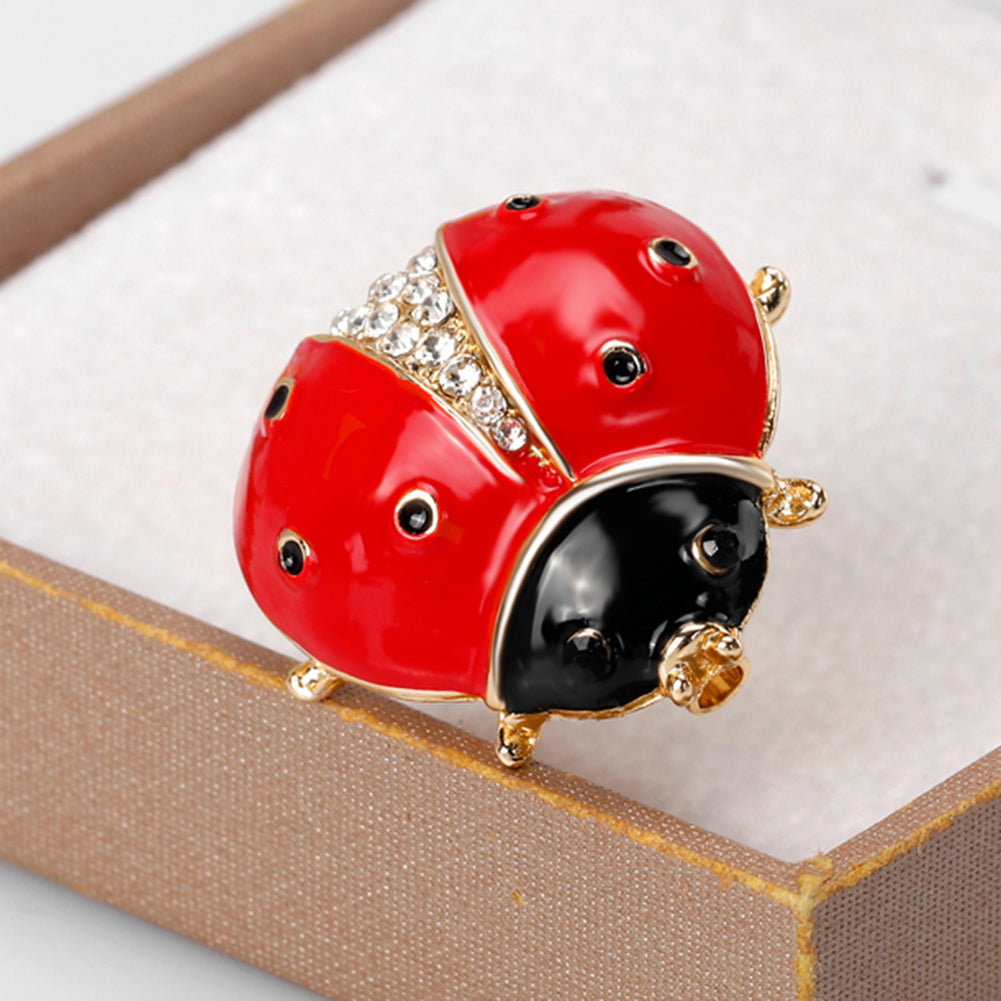 Women Scarf Accessory Cute Ladybird Rhinestone Brooch Pin Insect Breastpin