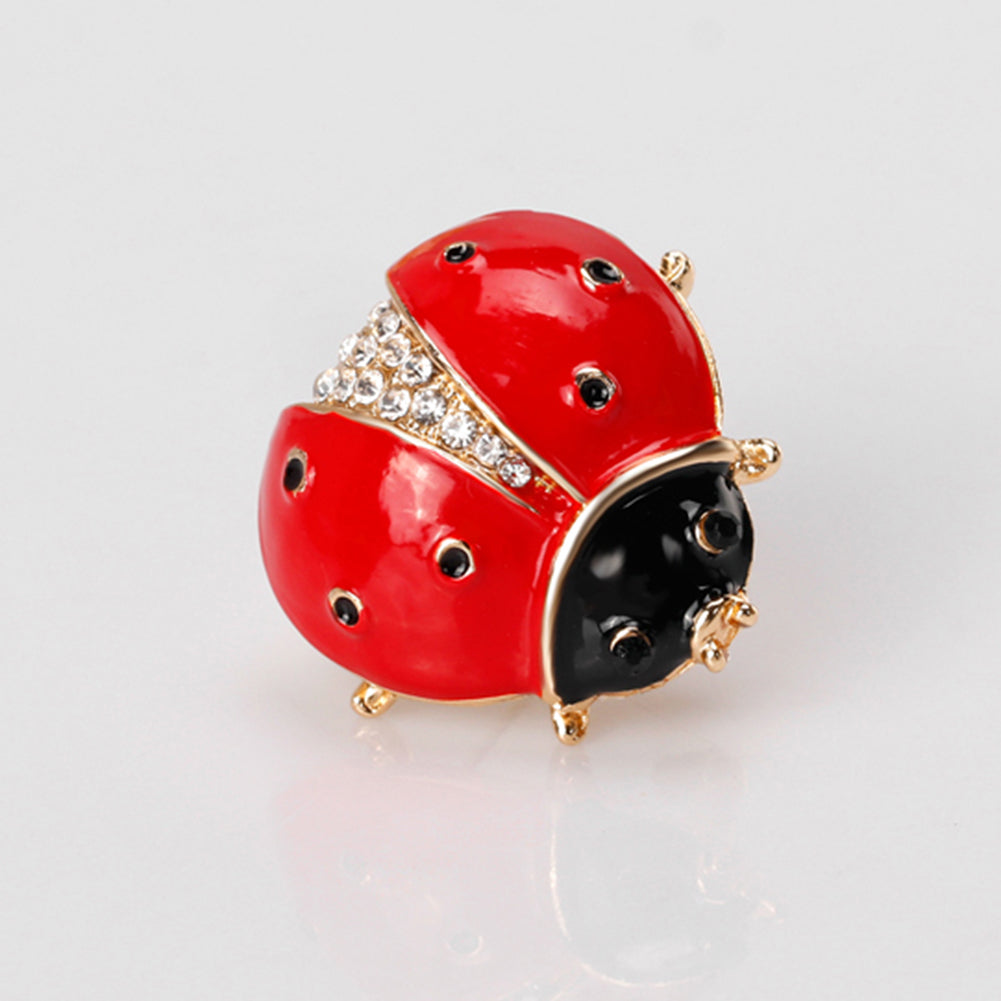 Women Scarf Accessory Cute Ladybird Rhinestone Brooch Pin Insect Breastpin