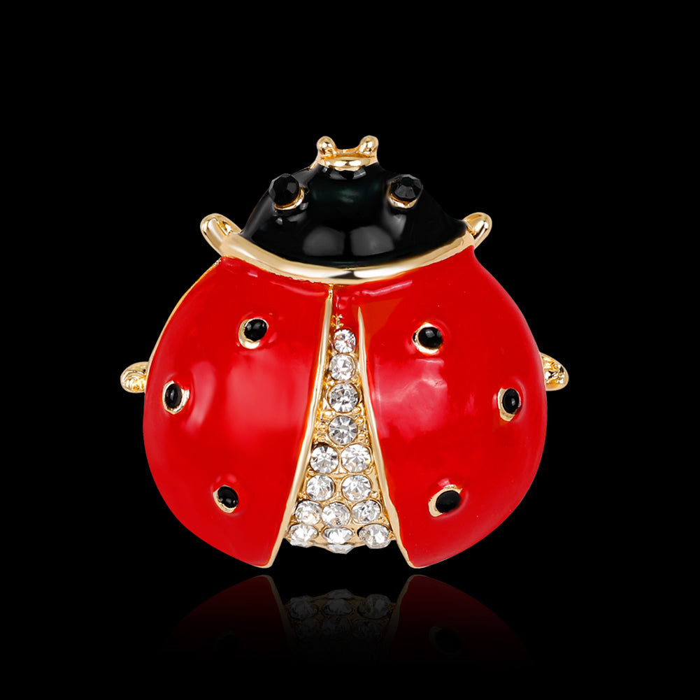 Women Scarf Accessory Cute Ladybird Rhinestone Brooch Pin Insect Breastpin