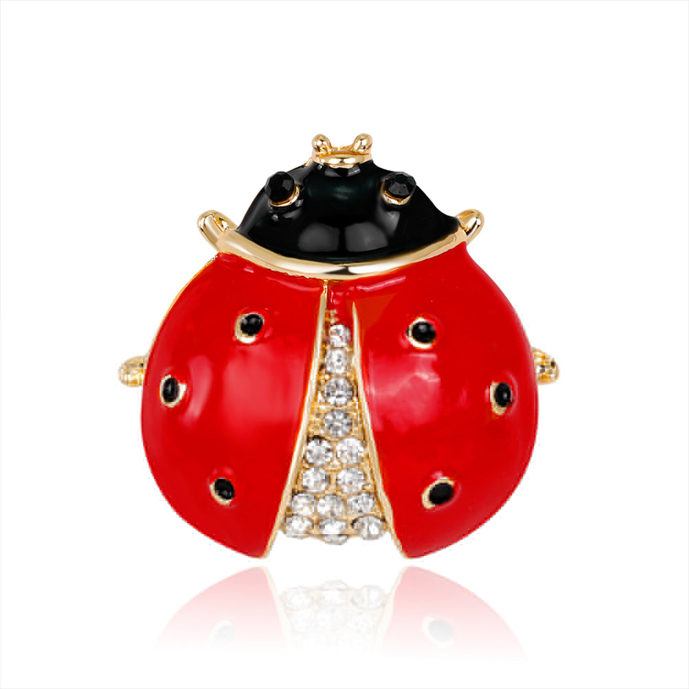 Women Scarf Accessory Cute Ladybird Rhinestone Brooch Pin Insect Breastpin