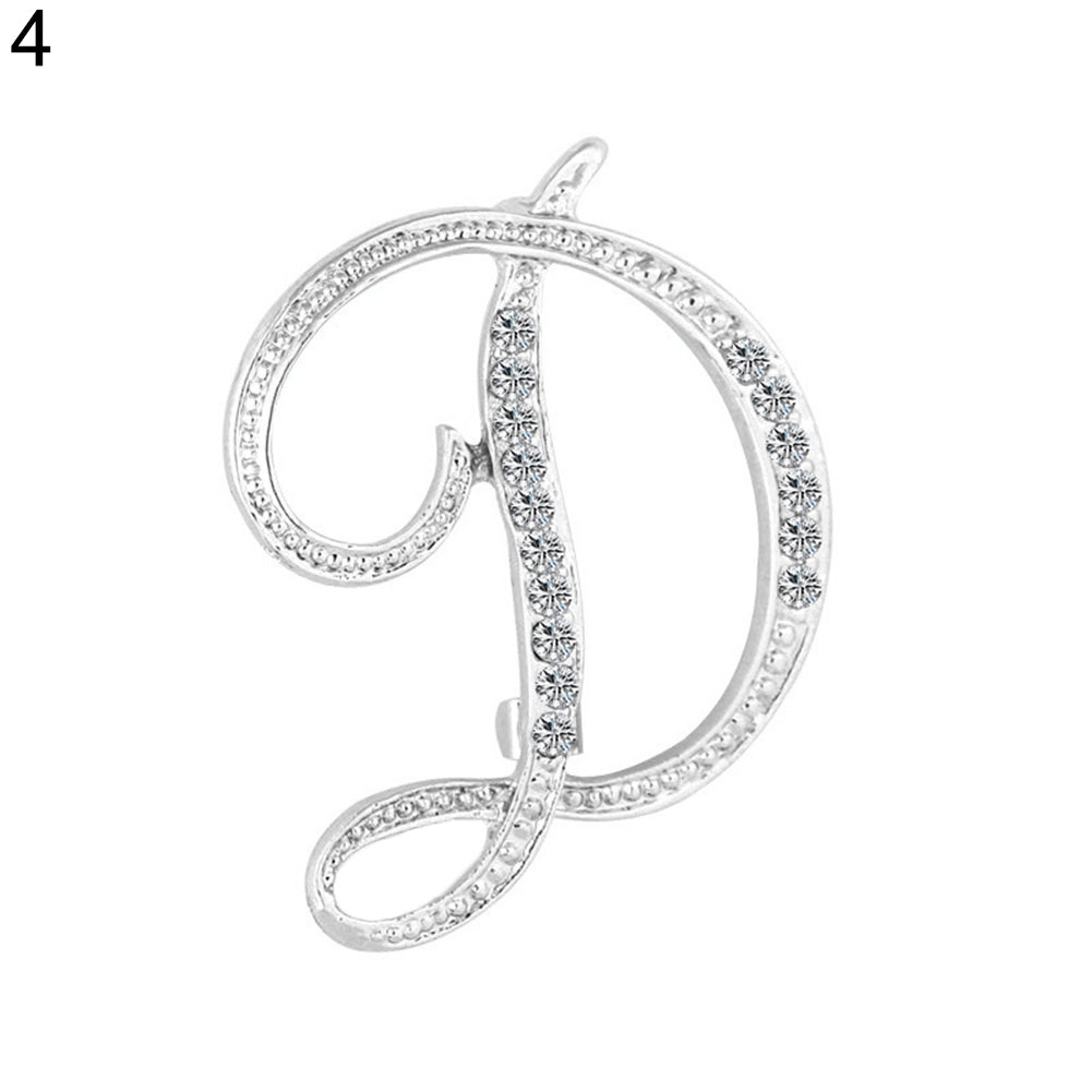 1 Pc Fashion Unisex Rhinestone English Letters Alphabet A-Z Brooch Pin Ornament