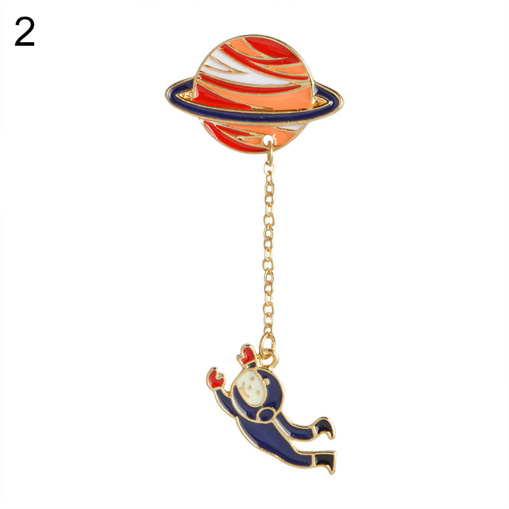 Unisex Fashion Rabbit Astronaut Pendant Earth Planet Clothes Badges Brooch Pin