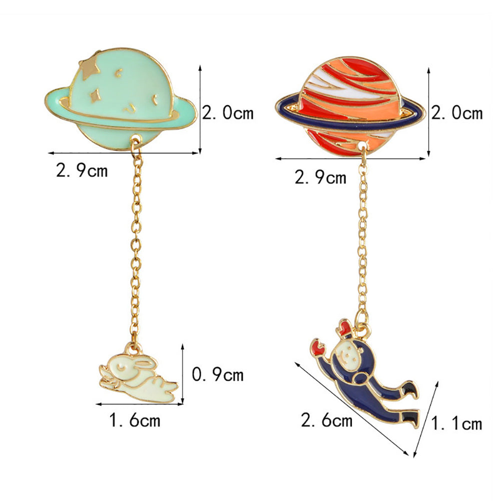 Unisex Fashion Rabbit Astronaut Pendant Earth Planet Clothes Badges Brooch Pin