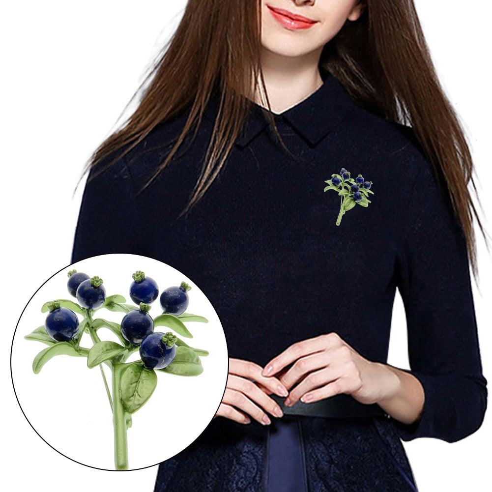 Elegant Women Brooch Pin Blueberry Branch Style Wedding Party Accessory Jewelry