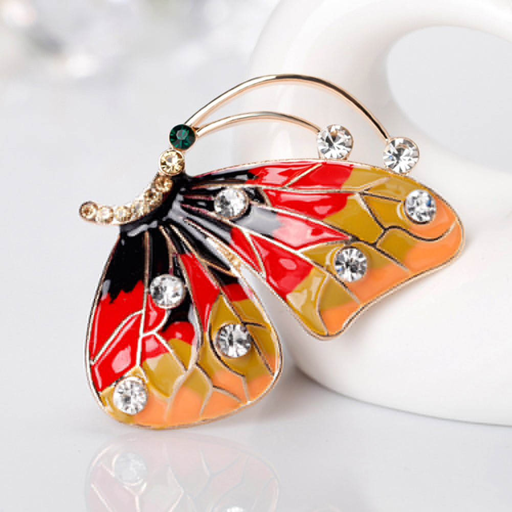 Butterfly Insect Enamel Rhinestone Brooch Pin Xmas Gift Scarf Dress Accessory