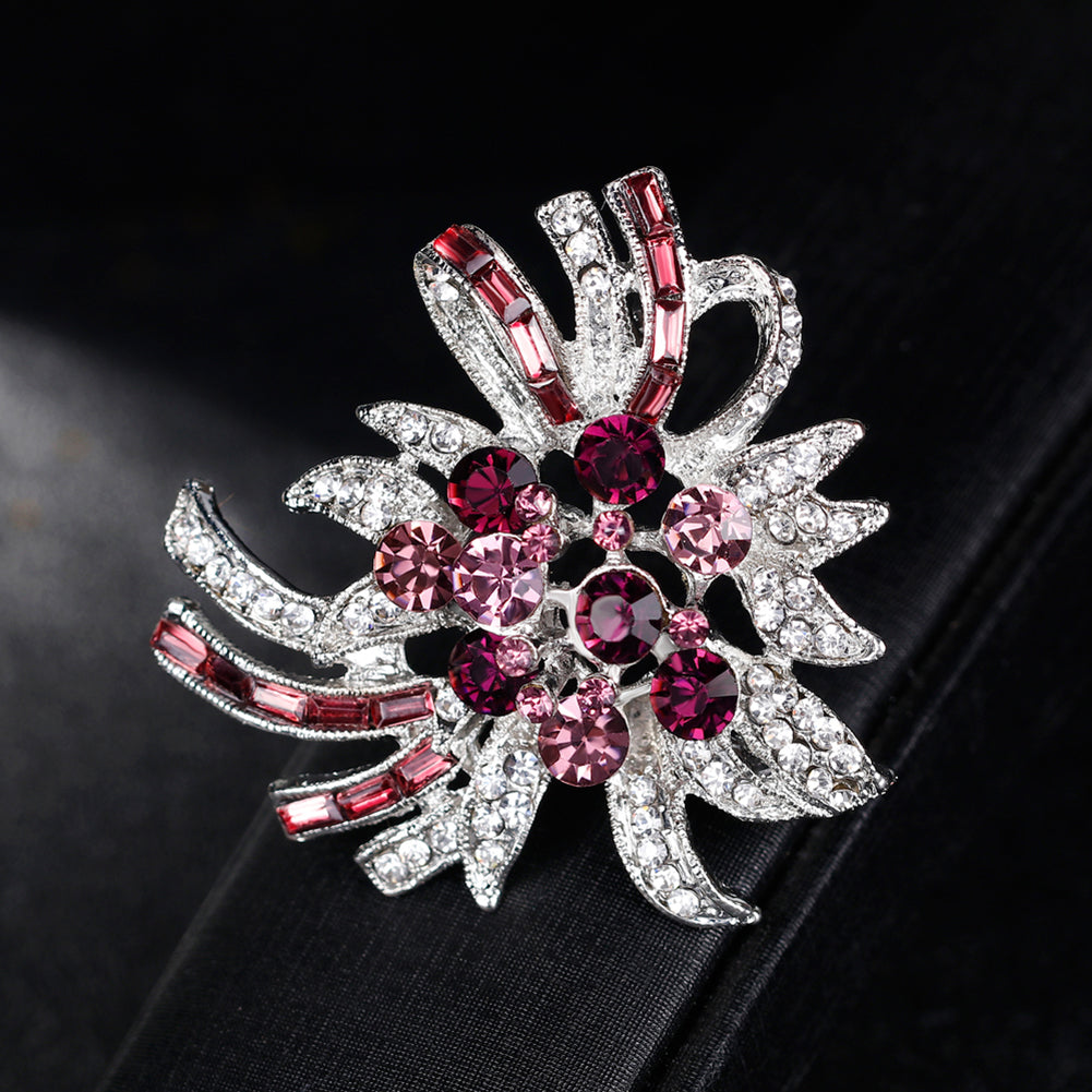 Women's Colorful Rhinestone Floral Brooch Pin Breastpin Wedding Bridal Jewelry