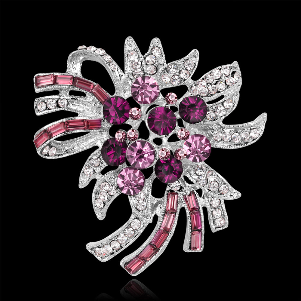 Women's Colorful Rhinestone Floral Brooch Pin Breastpin Wedding Bridal Jewelry