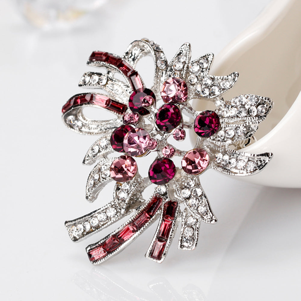 Women's Colorful Rhinestone Floral Brooch Pin Breastpin Wedding Bridal Jewelry