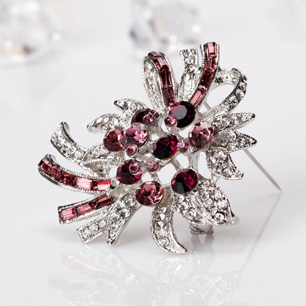 Women's Colorful Rhinestone Floral Brooch Pin Breastpin Wedding Bridal Jewelry