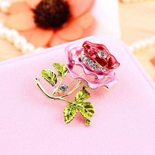 Fashion Womens Rhinestone Rose Flower Brooch Pin Wedding Party Jewelry Gifts