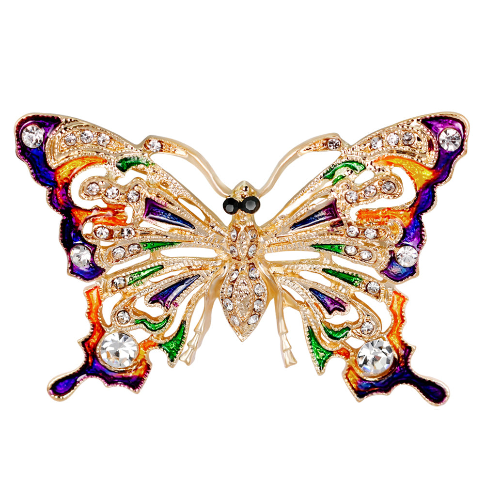 Women Vintage Rhinestone Butterfly Brooch Pin Evening Party Jewelry Ornament