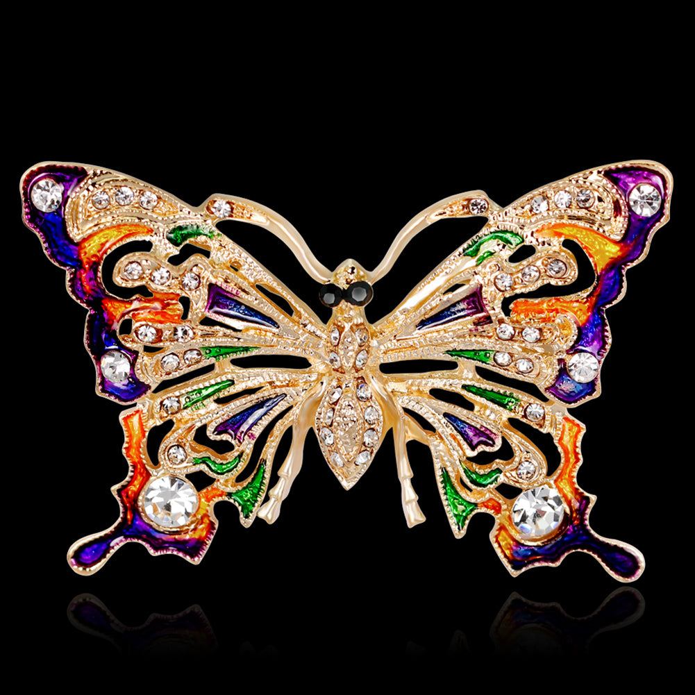 Women Vintage Rhinestone Butterfly Brooch Pin Evening Party Jewelry Ornament