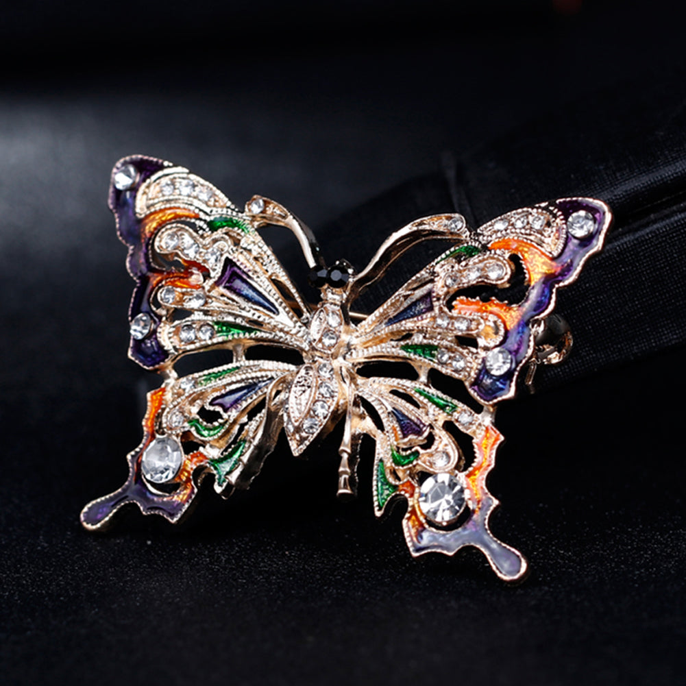 Women Vintage Rhinestone Butterfly Brooch Pin Evening Party Jewelry Ornament