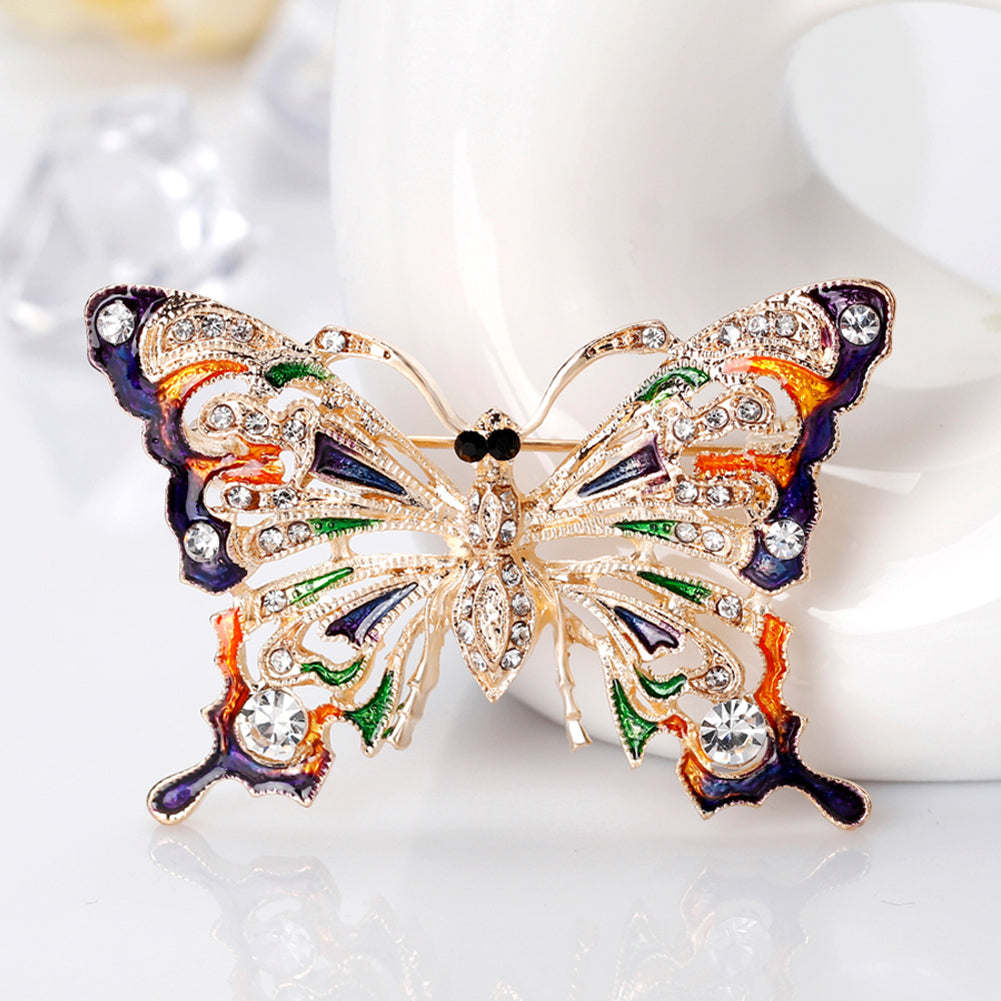 Women Vintage Rhinestone Butterfly Brooch Pin Evening Party Jewelry Ornament