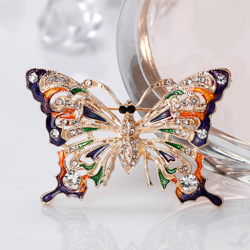 Women Vintage Rhinestone Butterfly Brooch Pin Evening Party Jewelry Ornament