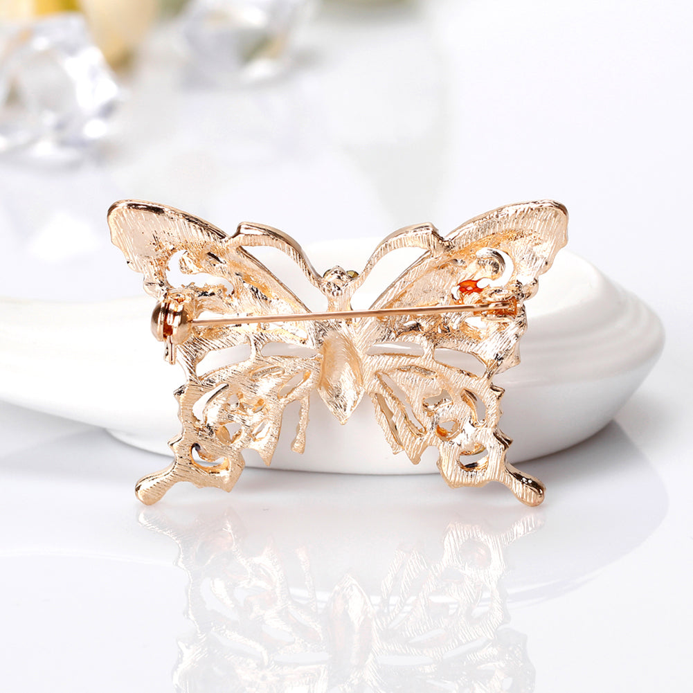 Women Vintage Rhinestone Butterfly Brooch Pin Evening Party Jewelry Ornament