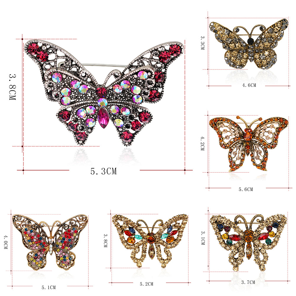 Lady Fashion Multicolor Rhinestone Butterfly Shape Brooch Pin Scarf Jewelry Gift
