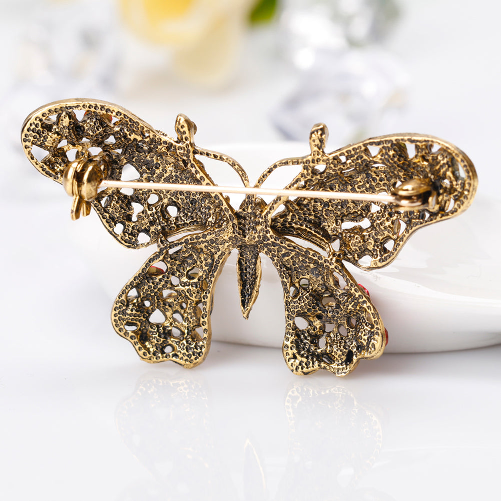 Lady Fashion Multicolor Rhinestone Butterfly Shape Brooch Pin Scarf Jewelry Gift