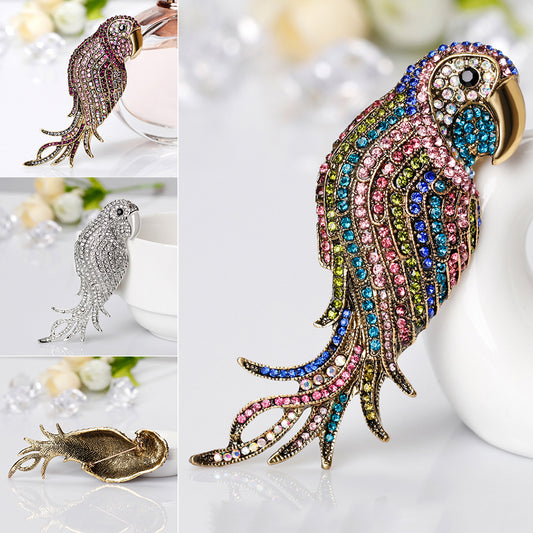 Elegant Multi-Color Parrot Rhinestone Bouquet Scarf Bag Decor Jewelry Brooch Pin