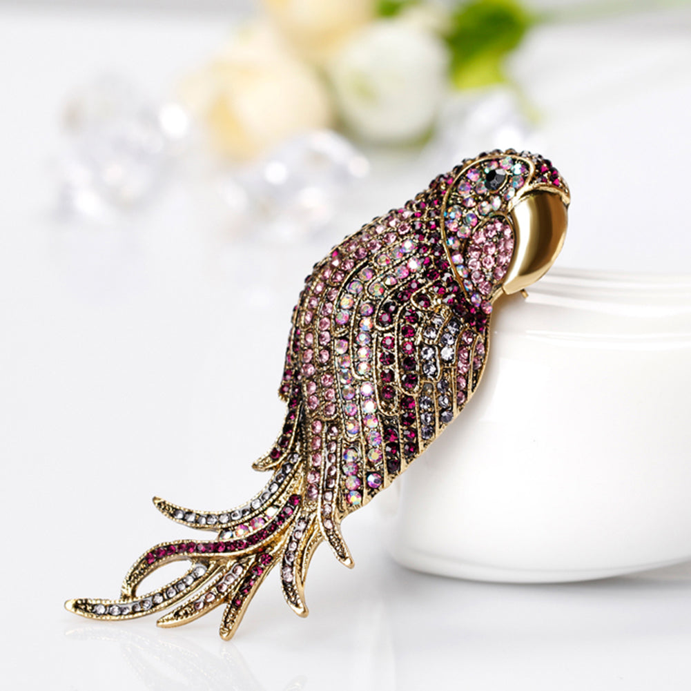 Elegant Multi-Color Parrot Rhinestone Bouquet Scarf Bag Decor Jewelry Brooch Pin