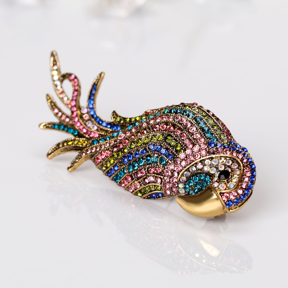 Elegant Multi-Color Parrot Rhinestone Bouquet Scarf Bag Decor Jewelry Brooch Pin