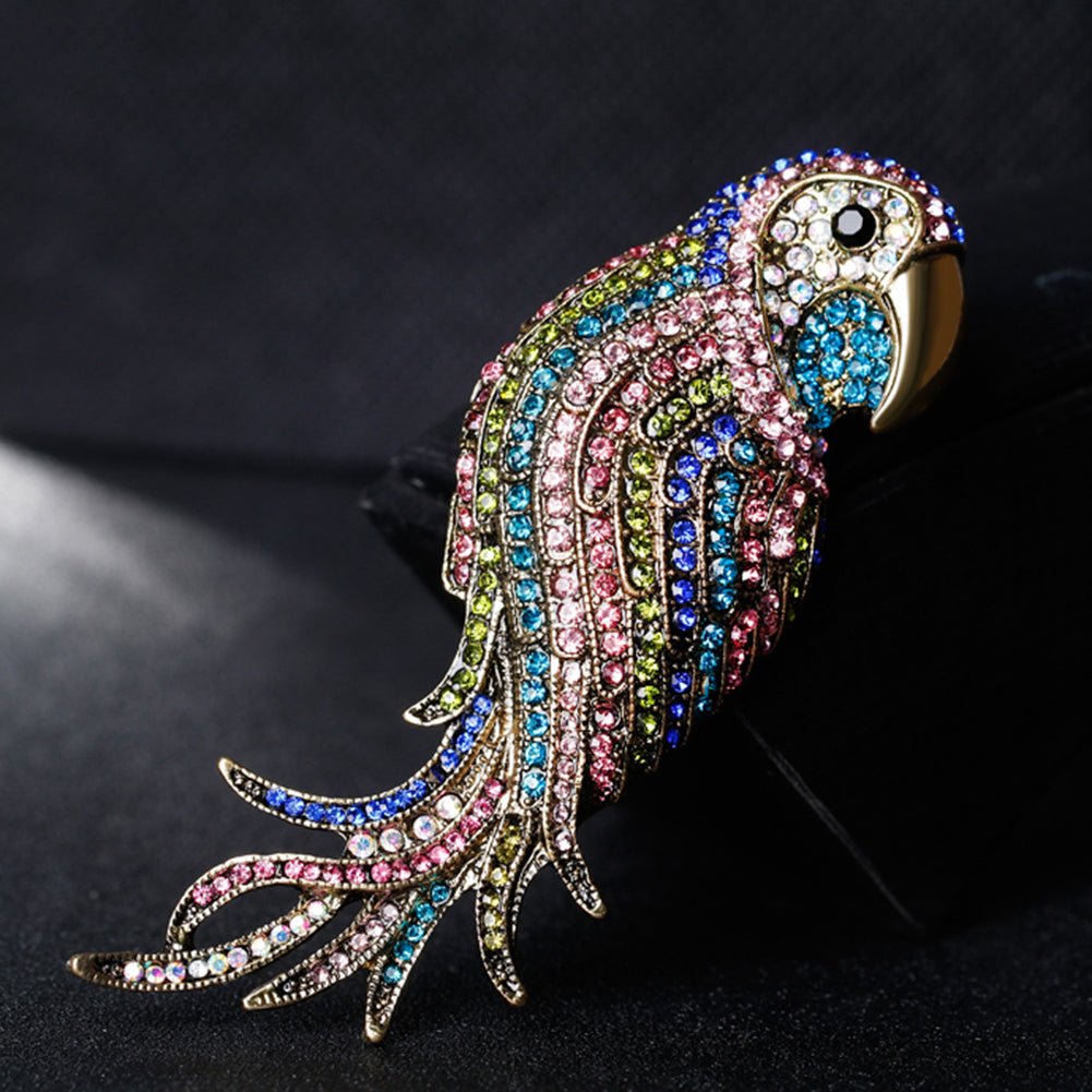 Elegant Multi-Color Parrot Rhinestone Bouquet Scarf Bag Decor Jewelry Brooch Pin