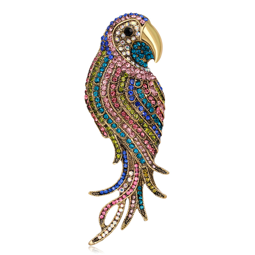 Elegant Multi-Color Parrot Rhinestone Bouquet Scarf Bag Decor Jewelry Brooch Pin