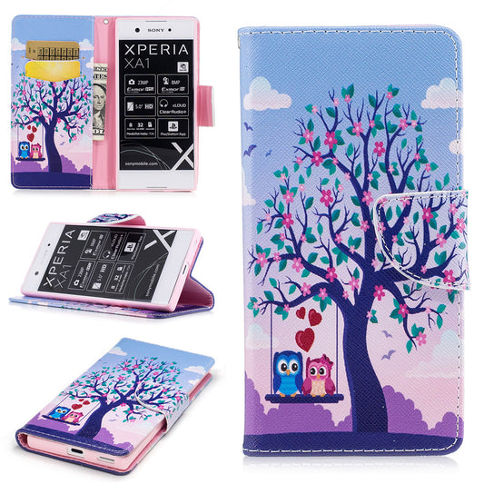 Sony Xperia XA1 Case Pattern Printed Flip Magnetic Wallet Card Slot Soft Protective Cover for Sony Xperia XA1