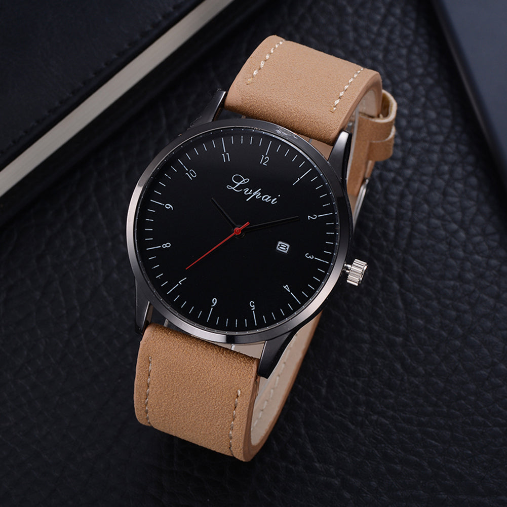 Men's Fashion Faux Leather Band Analog Quartz Date Business Wrist Watch Gift
