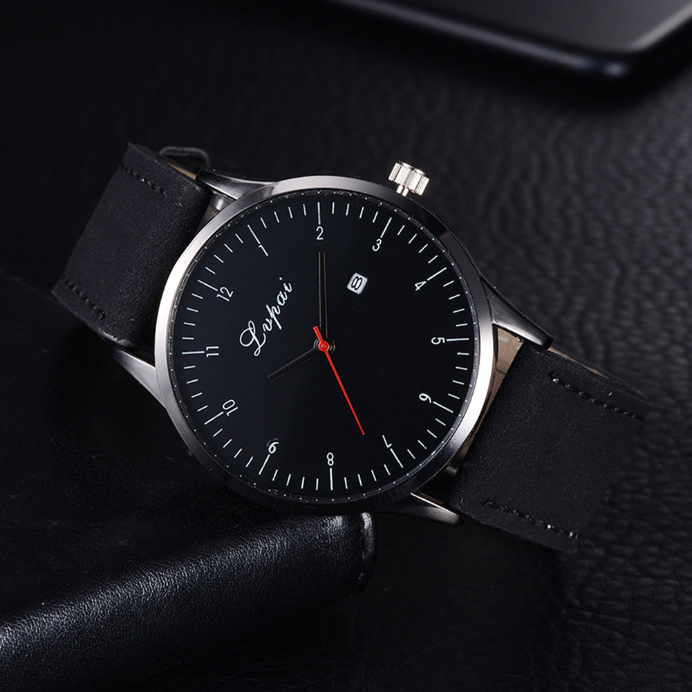 Men's Fashion Faux Leather Band Analog Quartz Date Business Wrist Watch Gift