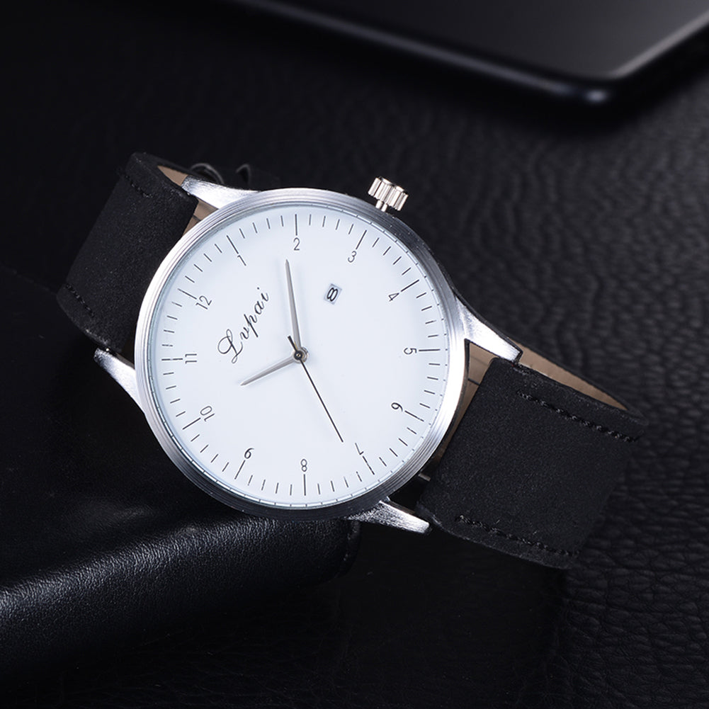 Men's Fashion Faux Leather Band Analog Quartz Date Business Wrist Watch Gift