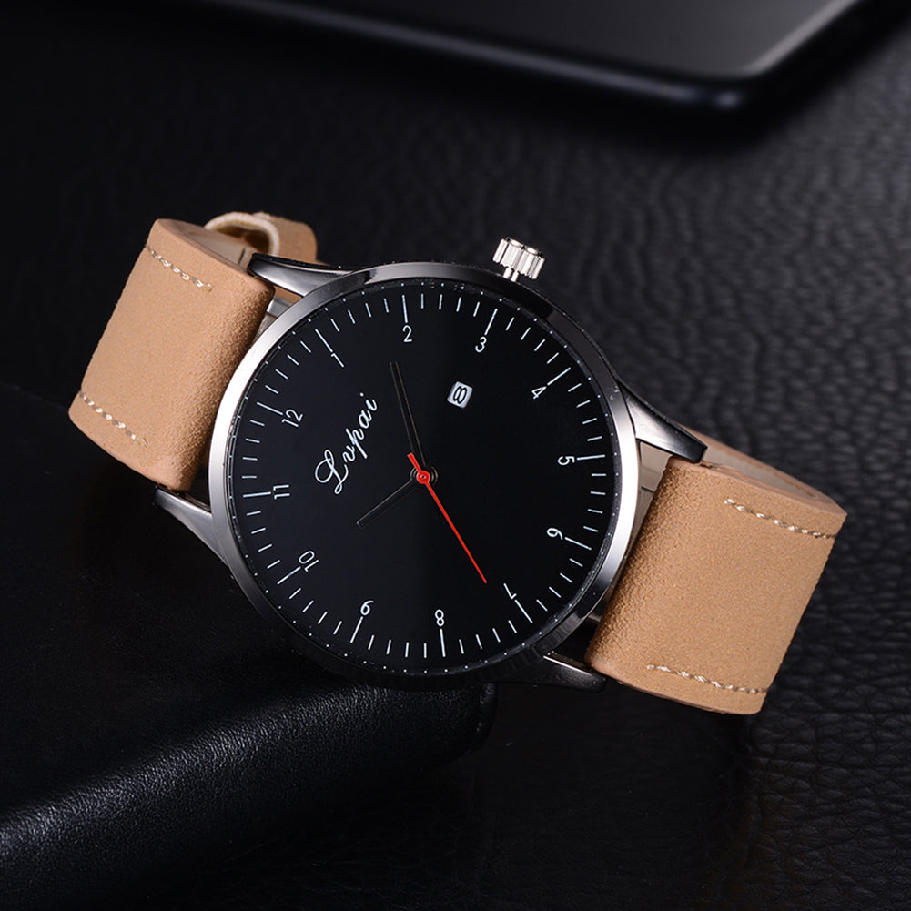Men's Fashion Faux Leather Band Analog Quartz Date Business Wrist Watch Gift